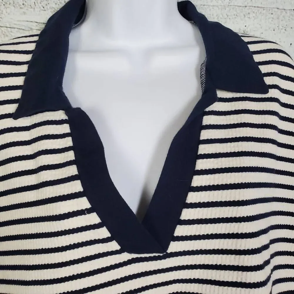 Maurices Women’s Striped Short Sleeve Polo Collar Top Navy White Size XXL
